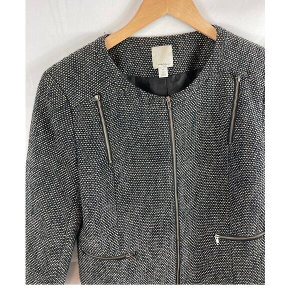 Halogen Tweed Zip Up Jacket Navy Blue Size Medium - Picture 3 of 6